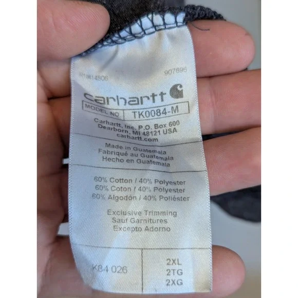 Carhartt Henley Short Sleeve‎ T Shirt Men's 2XL Grey Loose Fit Work K84 - Picture 4 of 5